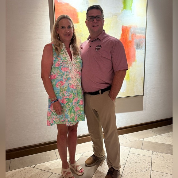 Lilly Pulitzer Pink and Blue Flamingo Mini Dress - Picture 4 of 4